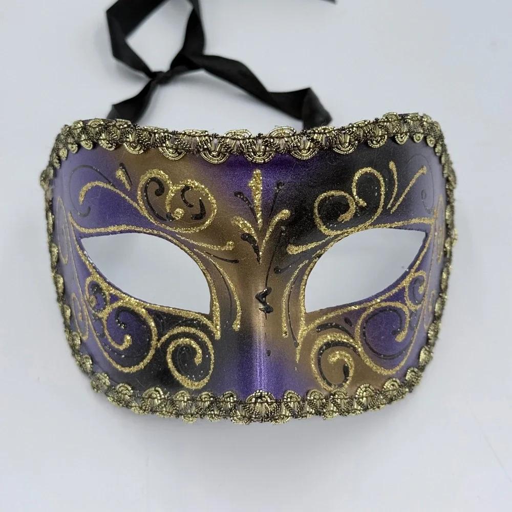 Venetian Masquerade Mask Purple Gold Hand Painted Made in Italy Venezia Eye Mask